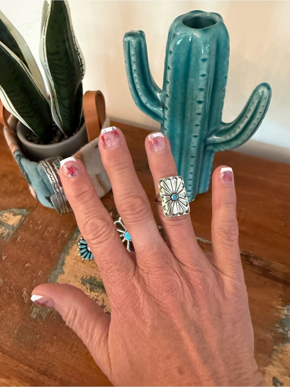 Sterling Silver Turquoise Accent Statement Ring - Blue
